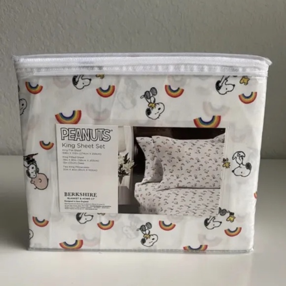 New Peanuts Snoopy Rainbow Pride KING Size Sheet Set Berkshire - Picture 7 of 7